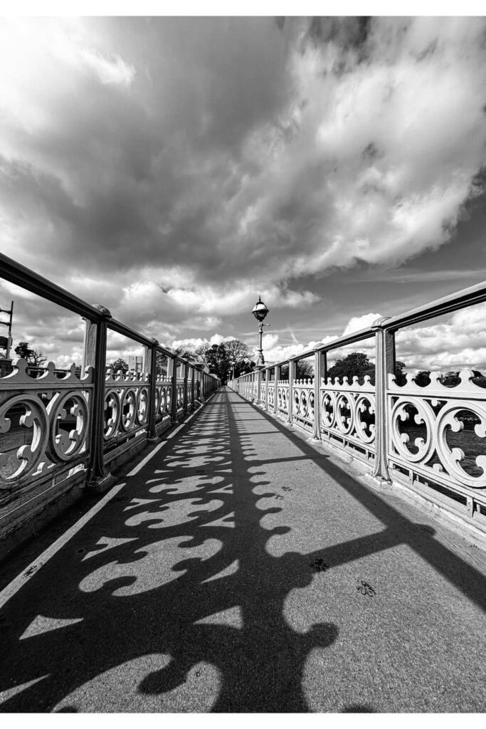 footbridge and its architectural shadows