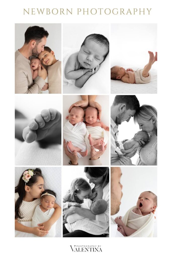 collage of 9 newborn photos