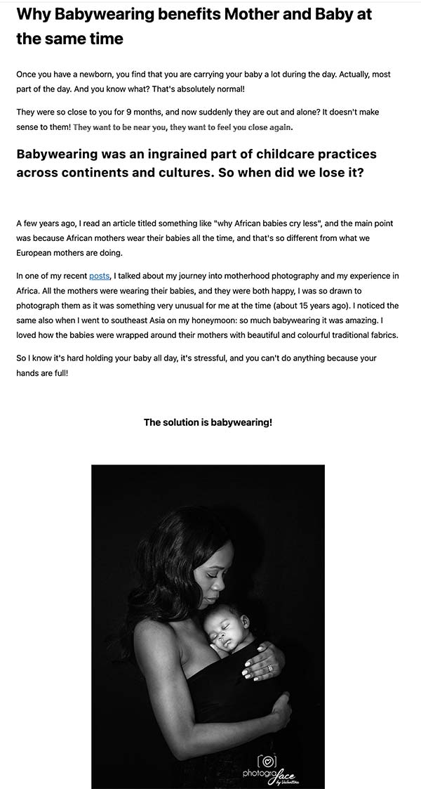 why babywearing benefits mother and baby