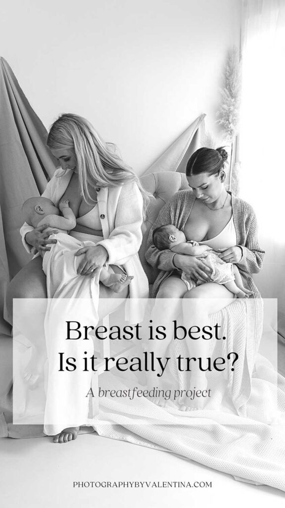 black and white photo of two mums breastfeeding their babies. Importance of support during breastfeeding.