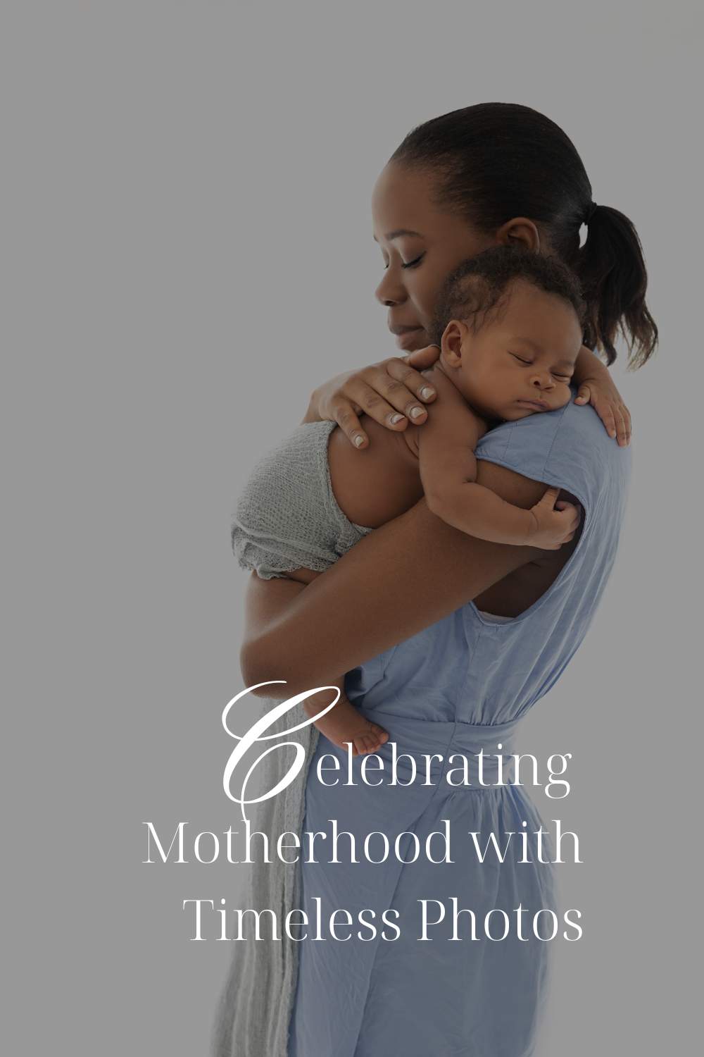 Mother lovingly holding her newborn baby during a maternity and newborn photoshoot in London.