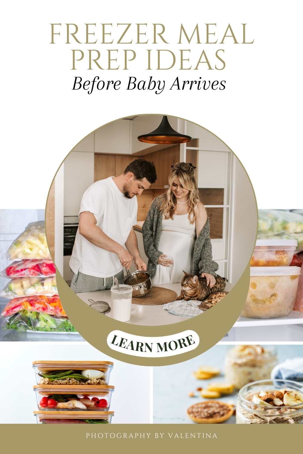 Freezer meal prep ideas postpartum — a guide for parents to stock their kitchen before baby arrives with nutritious, ready-made meals.