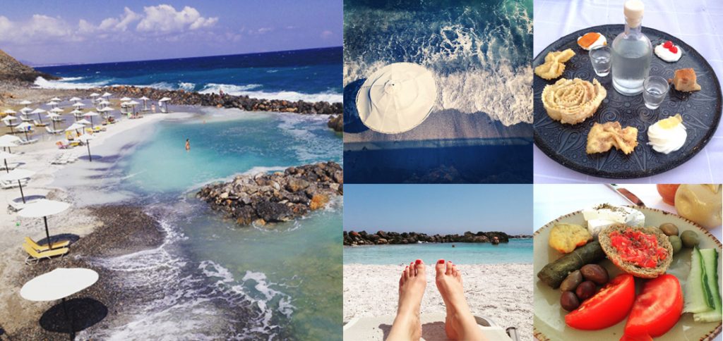 collage of sea and food photos taken on holidays