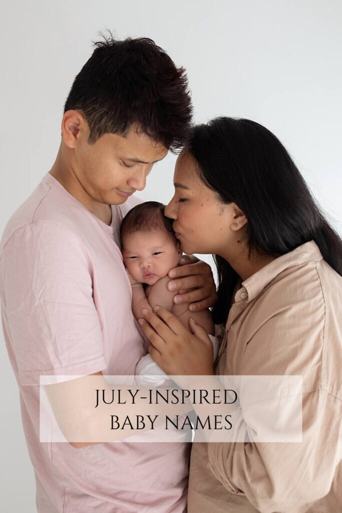 July-Inspired Baby Names - Newborn with parents
