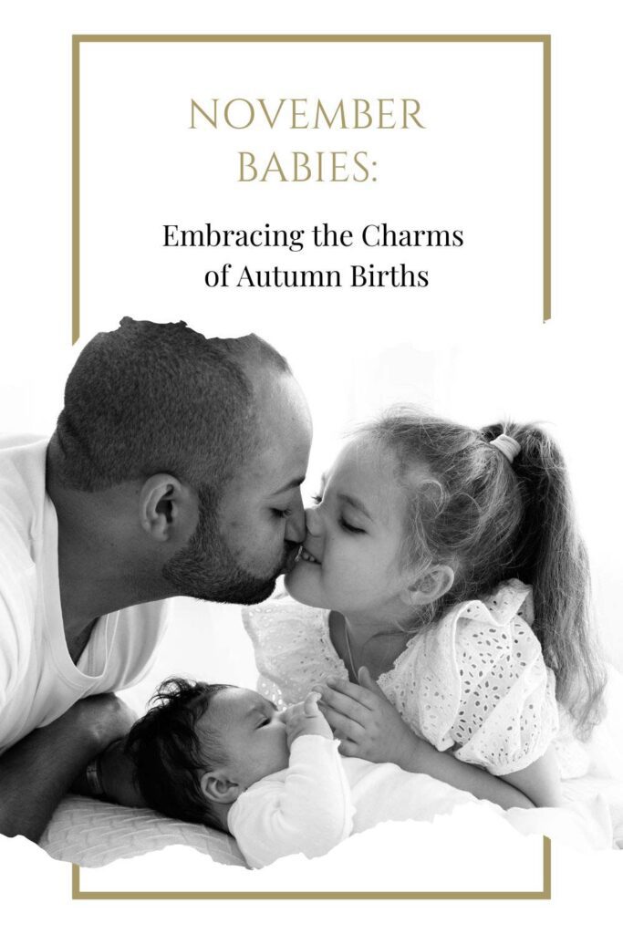 November Babies. Dad with his children during a baby photoshoot in London