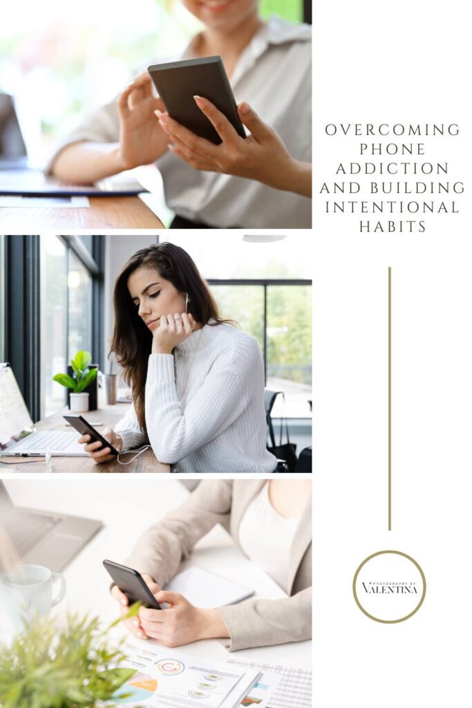 Overcoming Phone Addiction Habits: photos of women scrolling phones