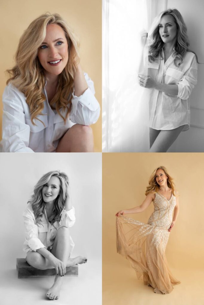 portrait photography : collage of 4 portraits of a woman