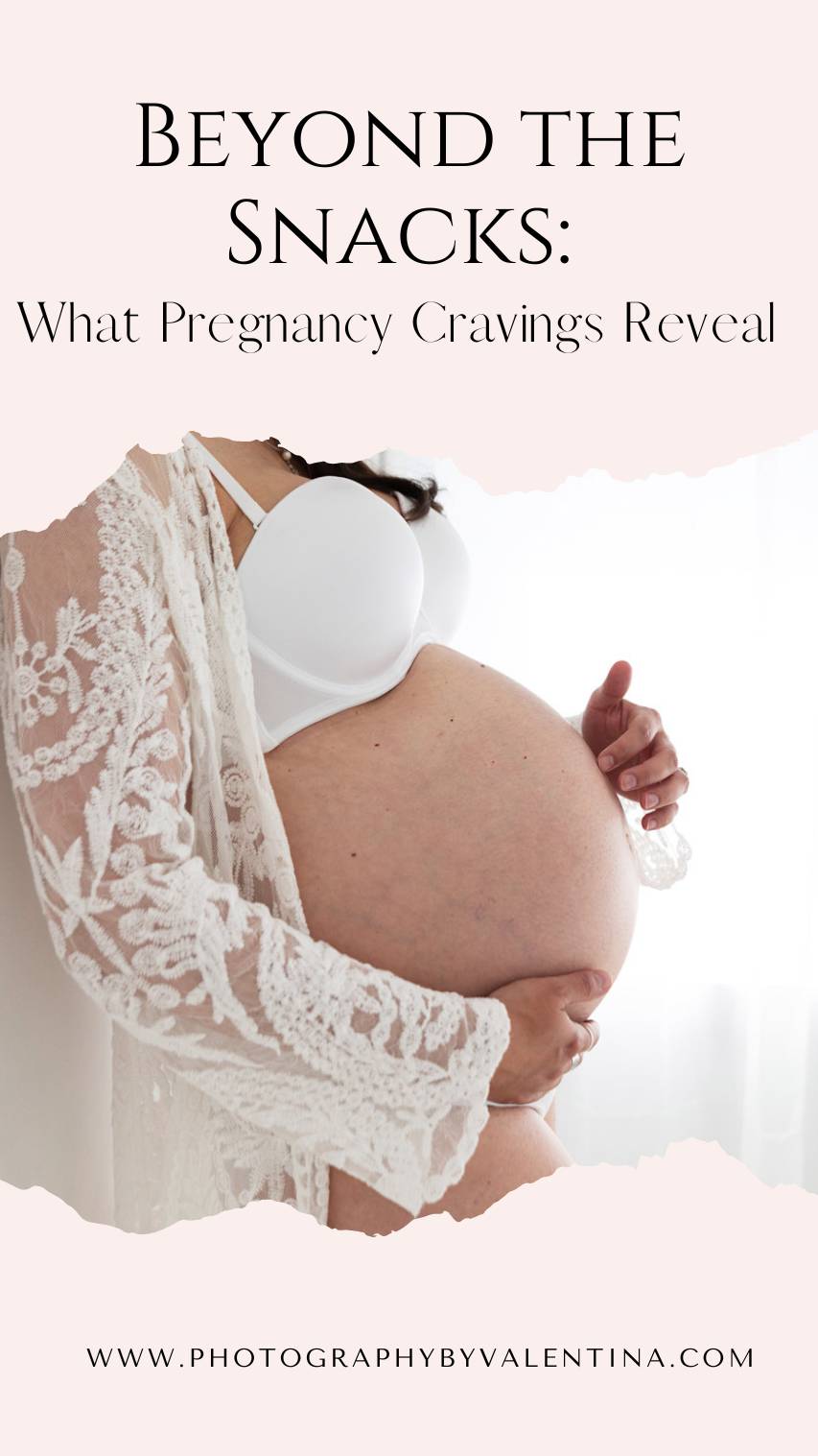 pregnancy cravings blog graphic: close up of pregnant belly