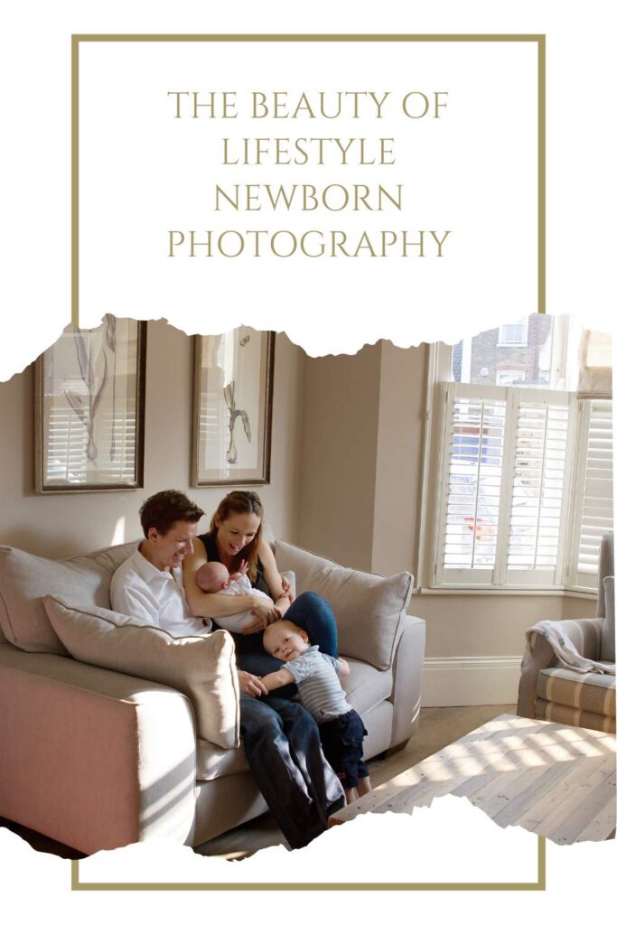 blog title  and family sitting on the sofa at home