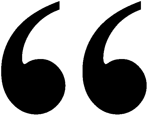 Large black opening quotation mark on a transparent background.